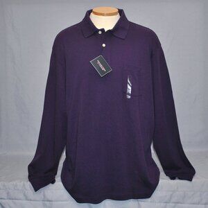 NWT Roundtree & Yorke Men's Shirt Size XL Purple Long Sleeve Polo